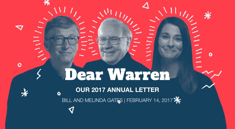 Buffet, Bill e Melinda Gates na Carta Anual divulgada pela Fundação do casal